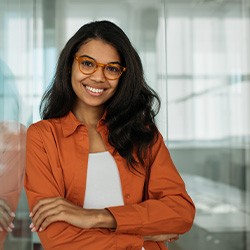 confident woman in a work setting