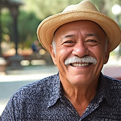 smiling older man in the park